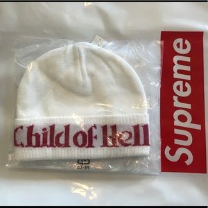 Supreme Child of Hell white beanie